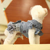 Small Dog Denim Bow Skirt, Plaid Knit Trim, Size L