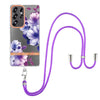 For Samsung Galaxy S25 Ultra 5G Flowers and Plants Series IMD TPU Phone Case with Lanyard(Purple Begonia)