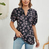 Women V-neck Loose Short-sleeved Printed T-shirt Top, Size: XL(Cherry Blossom)