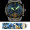 FNGEEN 4001 Men Watch Multi-Function Quartz Watch, Colour: Black Steel White Surface Gold Nails