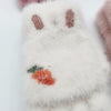 Children Half Finger Gloves Knitted Cold Warm Plus Velvet Fingerless Gloves(Light Gray)