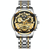 FNGEEN 4088 Men Hollow Quartz Watch Student Waterproof Luminous Watch(Gold Black Surface)