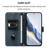 For Samsung Galaxy A02 / M02 Line Splicing Buckle Retro Leather Phone Case(Dark Blue)