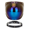 Motorcycle Helmet Three-Button Windproof Lens With Bracket(Plating Blue)
