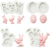 2 PCS Easter Bunny Egg Chocolate Baking Clay Silicone Mold, Specification: Bouquet Bunny