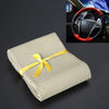 Car Genuine Leather Hand-stitched Adaptation Steering Wheel Cover, For Steering Wheel Size 37-38cm(Beige)