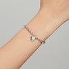 S925 Sterling Silver Heart-shaped Punk Beads Women Bracelet Jewelry, Size:19cm