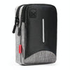 For 6-7 inch Mobile Phone Universal Silver Wire Canvas Waist Bag with Shoulder Strap & Earphone Hole & USB Cable Hole(Black Blue)