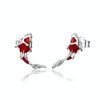 Sterling Silver Lucky Koi Earrings Platinum Plated Simple Earrings(Silver)