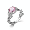 Crystal Vine Leaf Design Engagement Ring Fashion For Women Jewelry, Ring Size:7(Pink)