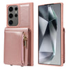For Samsung Galaxy S25 Ultra 5G Crossbody Lanyard Zipper Wallet Leather Phone Case(Rose Gold)