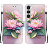 For Samsung Galaxy S23 5G Crystal Texture Colored Drawing Leather Phone Case(Lotus)