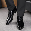 Men Pointed Glossy Crocodile Texture Leather Shoes, Shoe Size:43(Black)