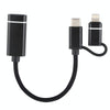 USB 3.0 Female to 8 Pin + USB-C / Type-C Male Charging + Transmission OTG Nylon Braided Adapter Cable, Cable Length: 11cm(Black)