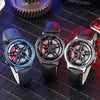 SANDA 1062 360 Degree Hollow Spinning Dial Leather Strap Quartz Watch for Men(Silver)