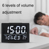 Large Screen LED Clock Bedside Multifunctional Electronic Alarm Clock(Black Shell Green Light)