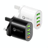 QC-04 QC3.0 + 3 x USB 2.0 Multi-ports Charger for Mobile Phone Tablet, UK Plug(White)