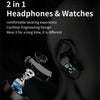 K50 1.08 inch Steel Band Earphone Detachable IP67 Waterproof Smart Watch Support Bluetooth Call(Black)