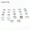 22pcs/set Heart Butterfly Joint Open Ring(SKU6699 Silver)