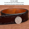 110cm Women Carved Leather Waist Band Simple Pin Buckle Belt(Camel)
