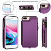 For iPhone 8 Plus / 7 Plus Double Flap Zipper RFID Leather Phone Case with Short Lanyard(Dark Purple)