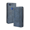 For Alcatel 1V (2019) with Fingerprint Hole Magnetic Buckle Retro Crazy Horse Texture Horizontal Flip Leather Case with Holder & Card Slots & Photo Frame(Blue)