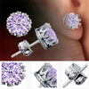 Women Crown Earrings Crystal Jewelry Double Stud Earrings  (Gold Purple)