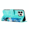 For iPhone 15 Pro Floral Pattern Leather Phone Case with Lanyard(Green)