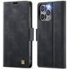For iPhone 14 Pro Max AutSpace A11 Side Buckle MagSafe Magnetic RFID Phone Leather Case(Black)