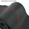 38cm Cowhide Embossed Hand-Stitched Double-Line Steering Wheel Cover(Black Red Line)