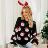 Autumn and Winter Christmas Ladies Sweater Sheath Knit Top, Size: M(Black)