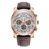 Ochstin 5052B Multifunctional Business Waterproof Leather Strap Quartz Watch(Rose Gold+Coffee)