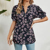 Women V-neck Loose Short-sleeved Printed T-shirt Top, Size: XXL(Cherry Blossom)