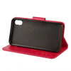 For iPhone XR Embossed Butterfly Pattern Horizontal Flip Leather Case with Card Slot & Holder & Wallet & Lanyard (Magenta)