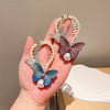 Rhinestone Butterfly Hair Clip Embroidered Ponytail Hair Clasp(Blue)