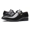 Pointed British Style Men Leather Shoes Buckle Low Heel Shoes, Size:47(Black)
