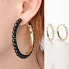 1 Pair Girls Hoop Pearl Earring With Big Circle(White)
