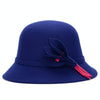 Autumn and Winter Ladies Pot Cap Woolen Top Hat with Flower Decoration, Size:One Size(Royal Blue)