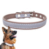 Reflective PU Leather Dog Collar XS Light Brown - CL181K