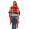 Autumn & Winter Polyester Ladies Warmth Thickened Fringed Fine Grid Scarf, Size:190cm(GWB12-08 Grey)