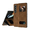 For Samsung Galaxy Z Fold2 5G Mature Window View Flip Leather Phone Case(Brown Nappa)