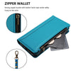 For Samsung Galaxy A03 164mm Magnetic Closure Nine Card Slots Zipper Leather Case with Hand Strap(Turquoise)