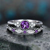2 PCS/Set Women Fashion Zircon Gemstone Ring 7(Purple)