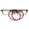 Portable Magnetic Hanging Neck Retractable Reading Glasses +175(Gray Frame Red Legs)