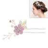 Fashion Flower Hair Combs Headdress Prom Bridal Wedding Hair Accessories Gold Leaves Hair Jewelry Hair Pins(Purple 1 flower)