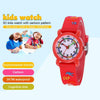 JNEW A335-20094 Children 3D Cartoon Letters Rubber Shell Waterproof Quartz Watch(Rose Red)
