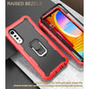 For LG Velvet PC + Rubber 3-layers Shockproof Protective Case with Rotating Holder(Red + Black)