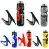 650ml Mountain Bike Water Bottle Set Outdoor Cycling Sports Bottle With V-shaped Holder Cage(Blue)