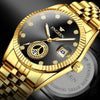 FNGEEN 7010 Middle-Aged and Elderly Men Luminous Calendar Quartz Watch(All Gold Black Sueface)