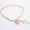 Women Thin Belt Metal Rhinestone Decorative Waist Chain, Length:68cm, Style:One Pearl Butterfly Pendant